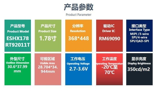1.78 дюймовый AMOLED LCD дисплей с разрешением 368*448 QSPI интерфейс высокой четкости высокой яркости цветный экран