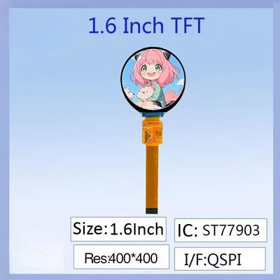 1.6 дюймовый круглый IPS TFT LCD дисплей с высоким разрешением 400x400, ST77903 Driver IC, 16PIN Plug-In Interface, полноцветный, широкий угол просмотра для умных носимых устройств / промышленных инструментов / электронных проектов DIY